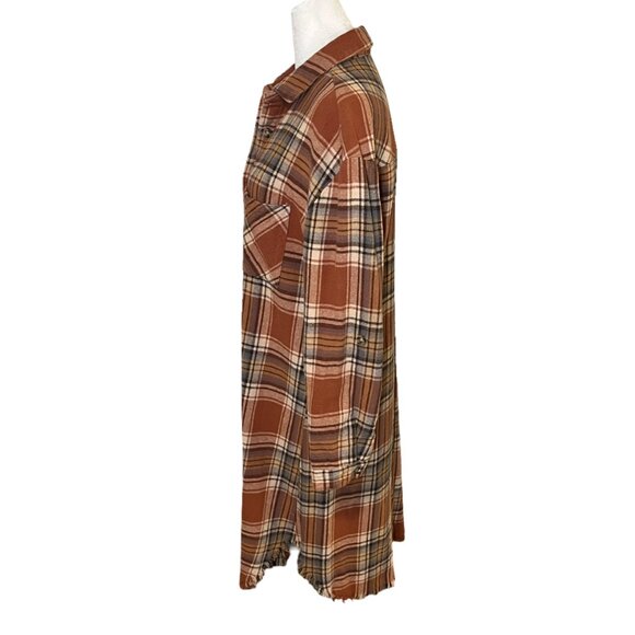 Dizzy Lizzy Flannel Tunic Shirt Dress Size Medium Autumnal Plaid Boho Hay Ride - Picture 5 of 12